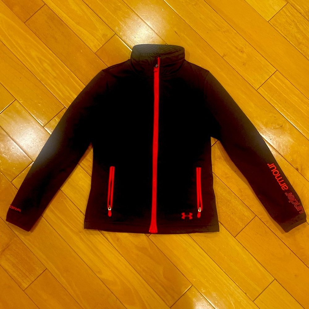 Girls under armor, jacket, infrared gray with dark bright peach highlights